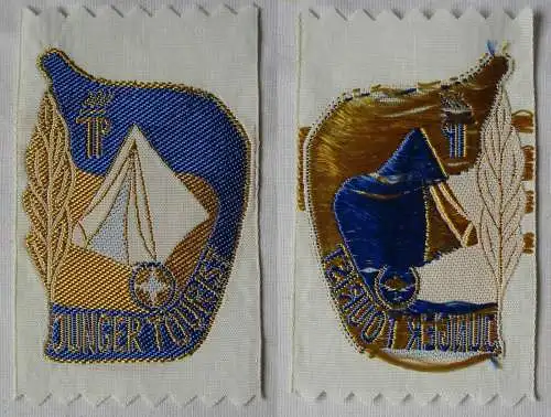 DDR JP Stoffabzeichen Aufnäher Junger Tourist in Gold (164350)