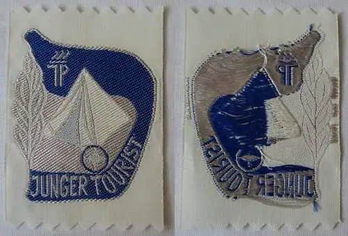 DDR JP Stoffabzeichen Aufnäher Junger Tourist in Silber (164531)