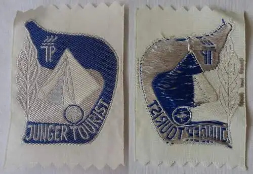 DDR JP Stoffabzeichen Aufnäher Junger Tourist in Silber (164580)