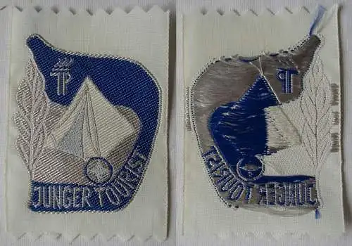 DDR JP Stoffabzeichen Aufnäher Junger Tourist in Silber (164749)