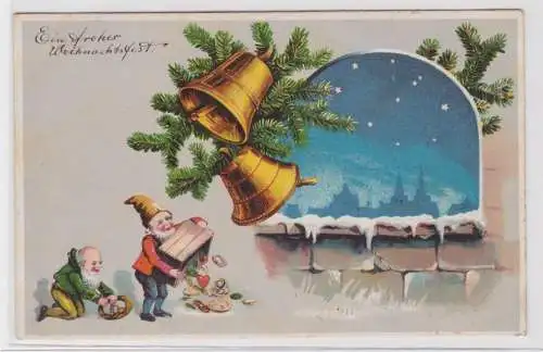 904202 Ein frohes Weihnachtsfest Ak 2 Zwerge und Glocken 1913