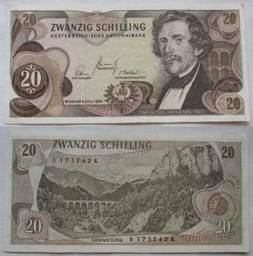 20 Schilling Banknote Österreichische Nationalbank Österreich 2.7.1967 (163629)