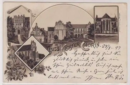 15735 Lithographie Ak Gruss Kloster Chorin 1897
