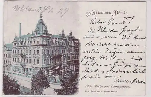 62592 Ak Gruß aus Döbeln Restaurant zum Reichskanzler Ecke König- & Zimmerstraße