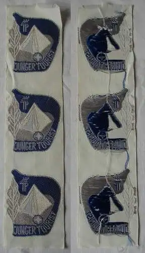 3x DDR JP Stoffabzeichen Aufnäher Junger Tourist in Silber (164042)