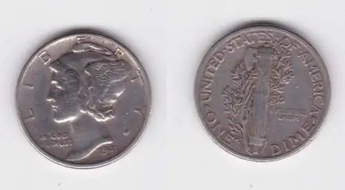 1 Dime Silber Münze USA 1941 Liberty ss (164985)