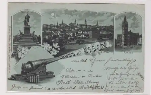 83560 Mondschein Ak Gruss aus Essen 1898