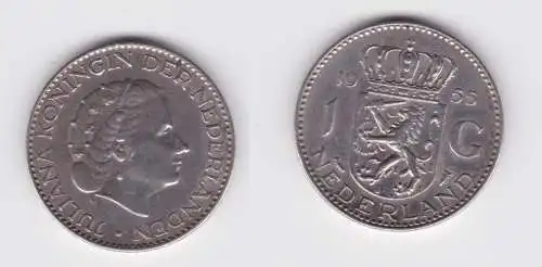 1 Gulden Silber Münze Niederlande 1955 f.vz (164921)