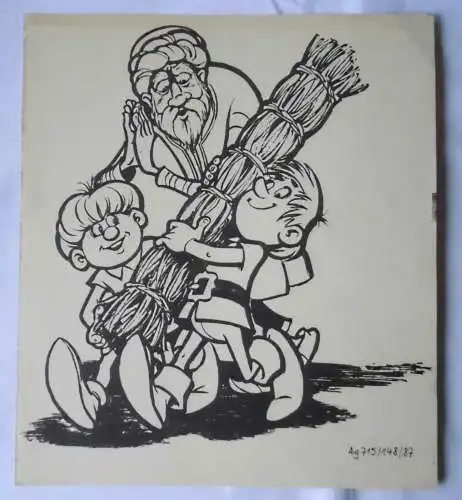 Mosaik Abrafaxe Ausmalbogen Ausmalbild mit Abrax, Brabax und Vidusaka 1987