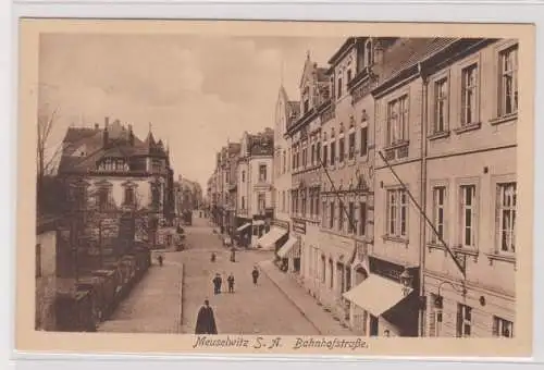 903871 Ak Meuselwitz S.-A. Bahnhofstrasse um 1920