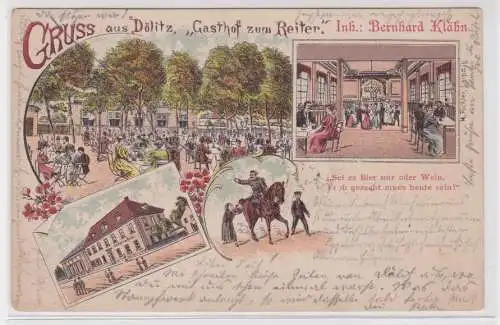903846 Ak Lithographie Gruß aus Dölitz "Gasthof zum Reiter" 1899