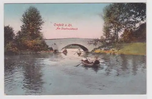 64953 Ak Crefeld am Rhein Ruderboote am Stadtwaldteich 1923