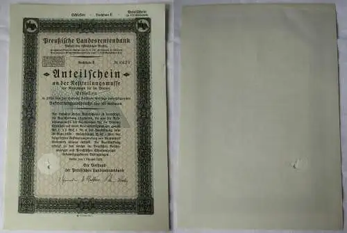 Anteilschein Schlesien Preußische Landesrentenbank Berlin 1.10.1928 (139906)