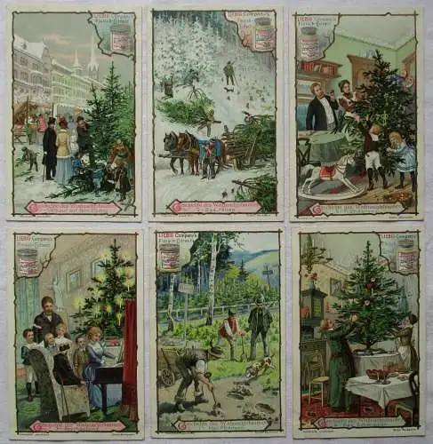 Liebigbilder Serie 499 "Geschichte des Weihnachtsbaumes" komplett 1901(6/133930)