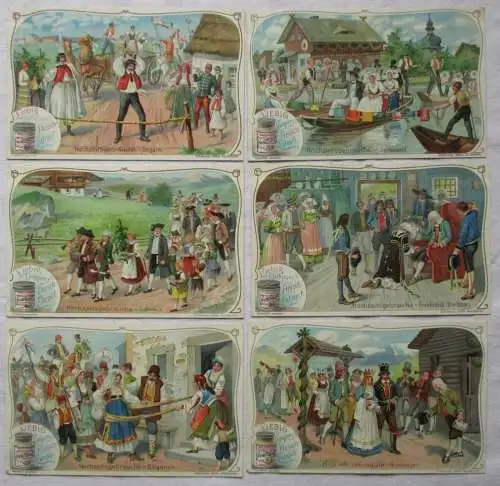 Liebigbilder Serie 501 "Hochzeitsbräuche II" 1901, komplett 6 Bilder (6/135040)