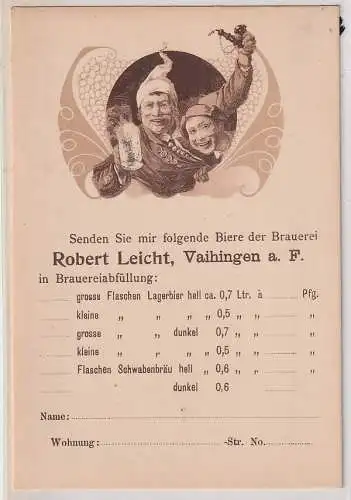 69583 Bier Reklame Ak Brauerei Robert Leicht Vaihingen auf den Fildern um 1900