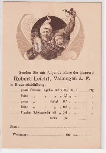 52022 Bier Bestell Ak Brauerei Robert Leicht Vaihingen auf den Fildern um 1900
