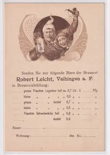 27023 Bier Bestell Ak Brauerei Robert Leicht Vaihingen bei Stuttgart um 1900