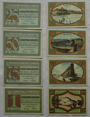 4 Banknoten Notgeld 25 - 100 Pfennig Stadt Kolberg 1.9.1921 (145879)