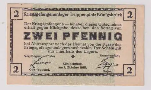 2 Pfennig Banknote Kriegsgefangenlager Truppenplatz Königsbrück 1915 (131038)