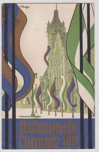902393 Künstler Ak Rathausweihe Chemnitz 1911
