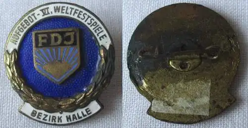 DDR FDJ Abzeichen Aufgebot VI. Weltfestspiele Bezirk Halle (157534)