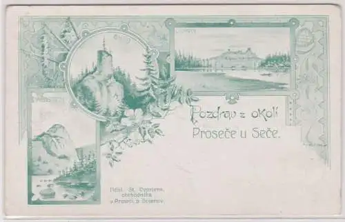 902055 Ak Lithographie Pozdrav z okoli Prosece u Sece 1930