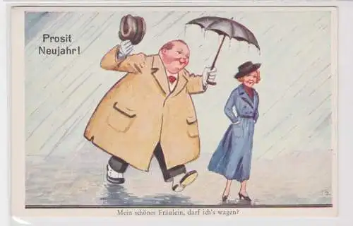 905106 Prosit Neujahr Humor Ak "Mein schönes Fräulein, darf ich´s wagen" um 1940