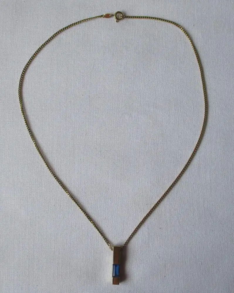 elegante 333er Gold Damen Halskette mit blauem Schmuckstein Anhänger (165137) 0