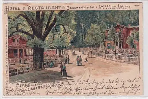 33665 Ak Lithographie Gruß aus der Rabenauer Mühle Hotel & Restaurant 1902