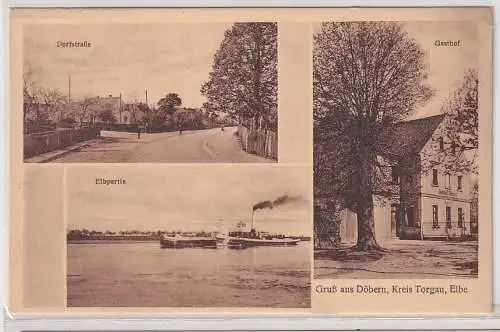 48588 Mehrbild Ak Gruß aus Döbern Kreis Torgau Elbe Gasthof, Dorfpartie usw.