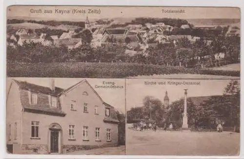 904106  Mehrbild Ak Gruß aus Kayna Kriegerdenkmal, Gemeindehaus usw. 1917