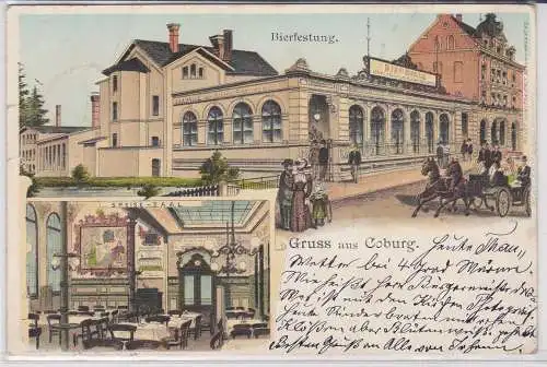 903719 Mehrbild Ak Gruß aus Coburg Bierfestung mit Speisesaal 1901