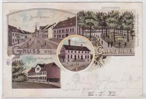 904286 Mehrbild Ak Lithographie Gruß aus Calvörde Molkerei usw. 1900