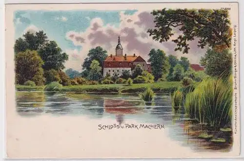 902185 Bruno Bürger Ak Lithographie Schloss und Park Machern um 1900