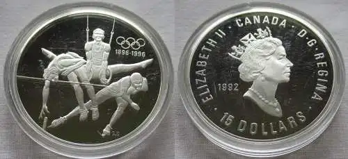 15 Dollar Silbermünze Kanada 100 Jahre Olympische Spiele 1992 (159157)