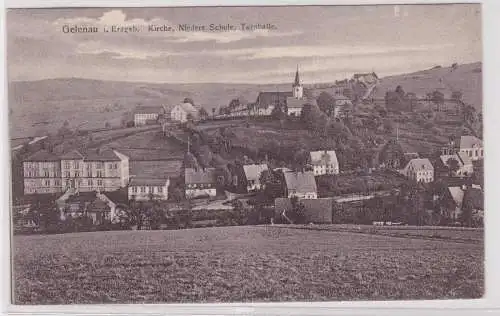 32587 Ak Gelenau im Erzgebirge Kirche, niedere Schule, Turnhalle