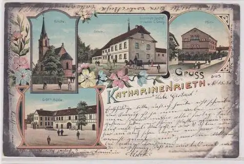 904132 Ak Lithographie Gruß aus Katharinenrieth Gasthof, Mühle usw. 1908