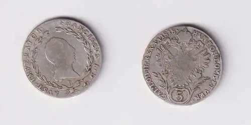5 Kreuzer Silber Münze Österreich Franz II. 1818 B ss+ (142791)