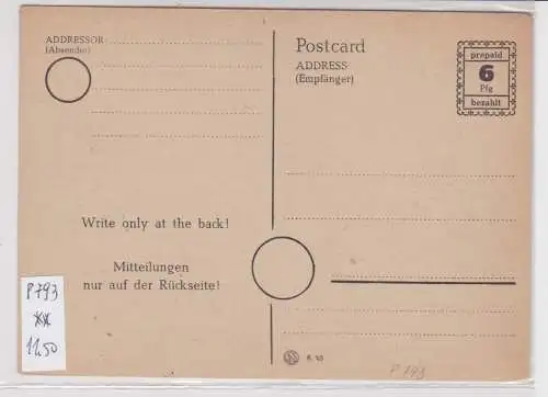 04185 Ganzsachen Postkarte RPD Schwerin 6 Pfennig bezahlt P 793