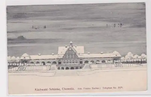 906342 Winteransicht Ak Chemnitz Küchwald Schänke 1911