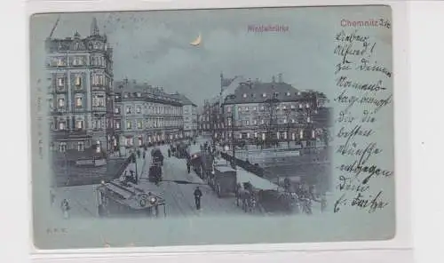 906206 Halt gegens Licht Ak Chemnitz Nicolaibrücke 1902