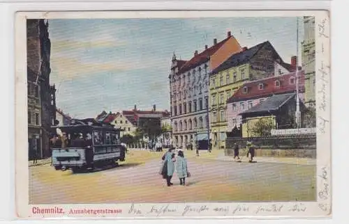 904586 Ak Chemnitz Annabergerstraße mit Straßenbahn 1906