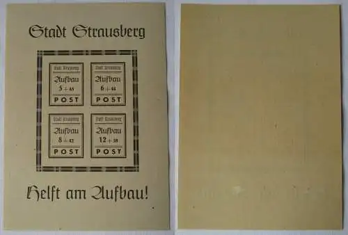 165521 Lokalausgaben Strausberg 1946 Mi Block 2 Type I Wert 60 EUR ungebraucht
