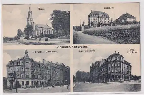 905845 Mehrbild Ak Chemnitz Hilbersdorf Orth-, Zeppelinstraße usw. um 1910