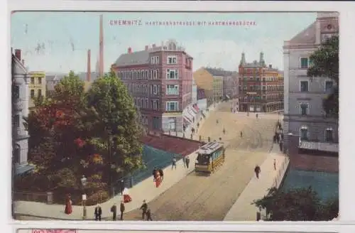 904721 Ak Chemnitz Hartmannstraße mit Hartmannbrücke 1912