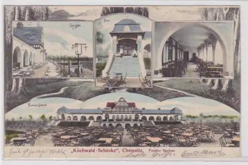 99483 Ak Chemnitz - Küchwald-Schänke, Feodor Sachse, Gartenpartie 1910