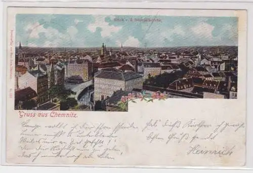 91059 Ak Gruss aus Chemnitz - Blick von der Nicolaikirche 1899