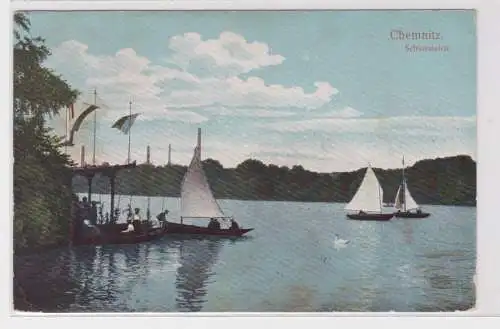 95486 Ak Chemnitz - Schlossteich mit Segelbooten 1906