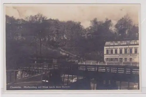 903517 Ak Chemnitz - Pfortensteg mit Blick nach dem Gericht, Restaurant Amtshof